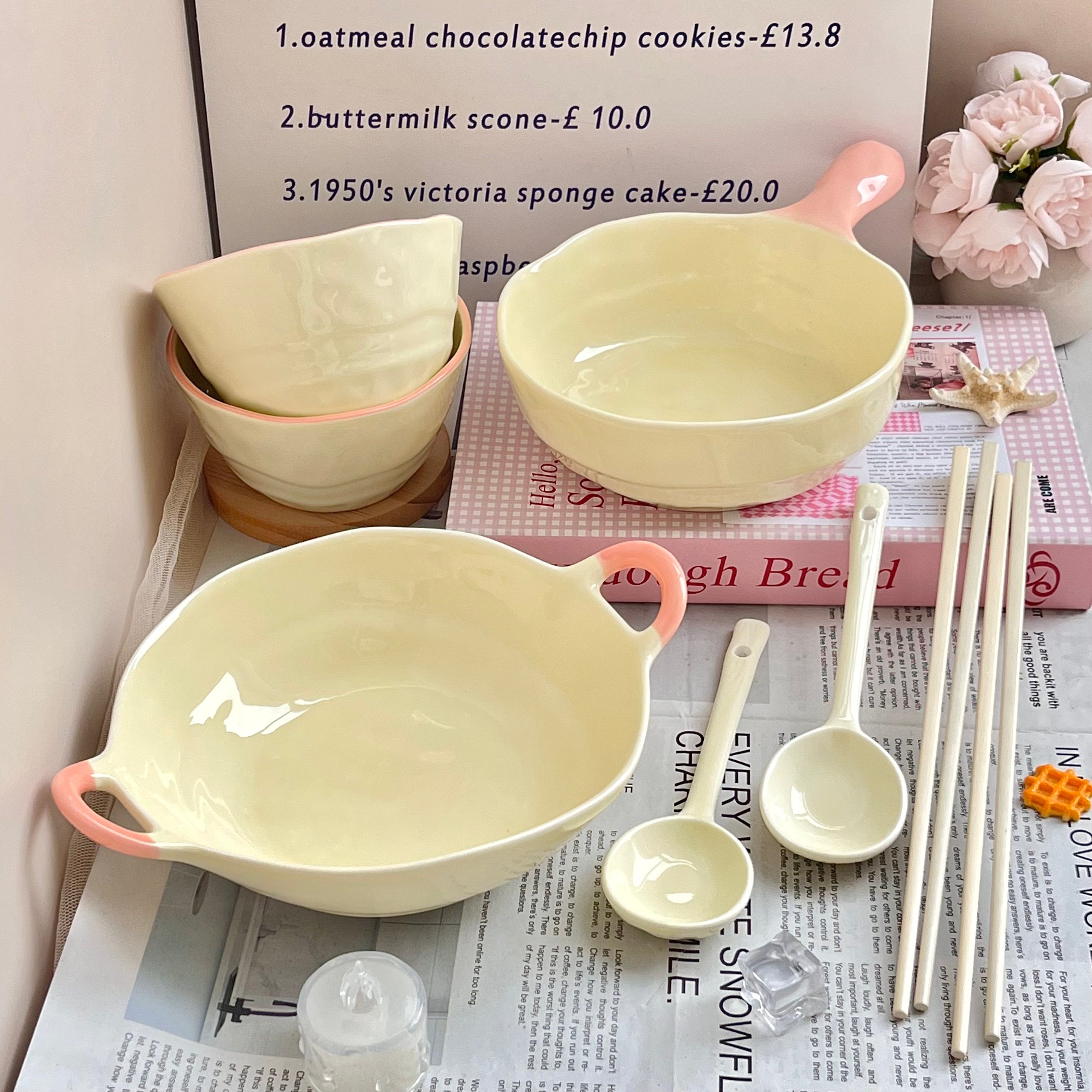 Ceramic Rice Bowl with Underglaze Color and Fruit Pattern