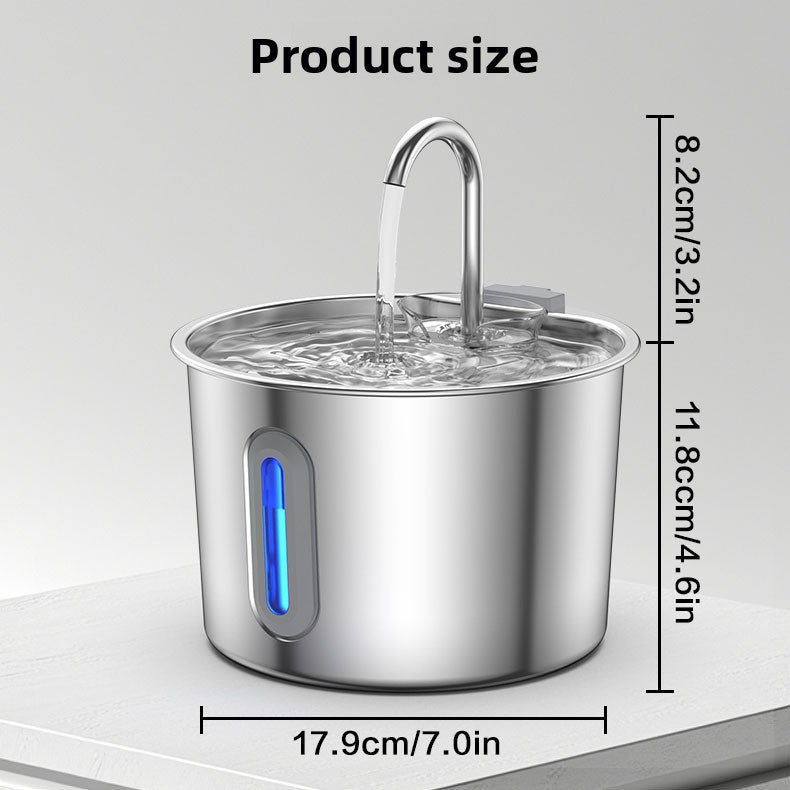 Stainless Steel Smart Pet Water Fountain | 2.2L Quiet Automatic Cat & Dog Dispenser
