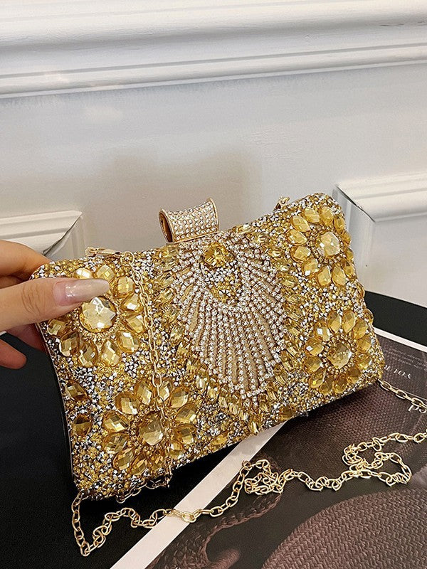Luxury Rhinestone Evening Clutch Bag | Full Diamond Embellished Wedding & Gala Purse