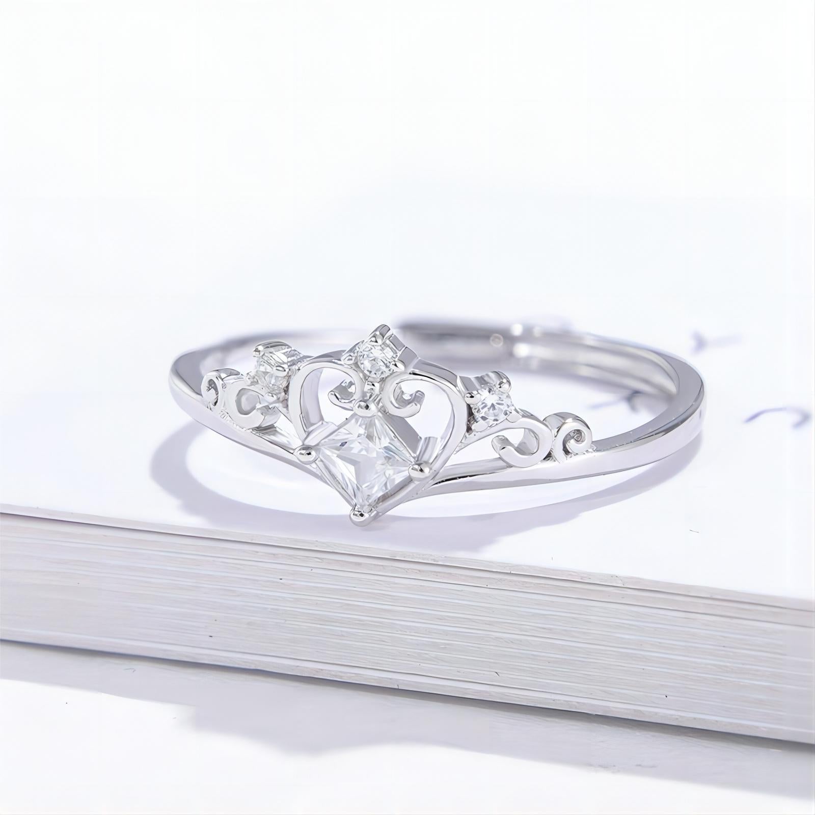 Aura Crown Adjustable Open Ring | Light Luxury Electroplated Tiara Band