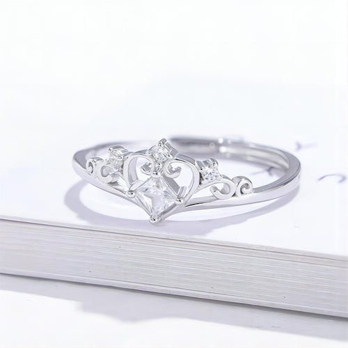 Aura Crown Adjustable Open Ring | Light Luxury Electroplated Tiara Band