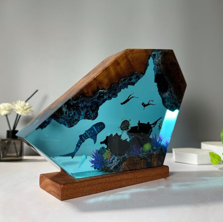 Handcrafted Submarine Deep-Sea Resin Art Lamp | Luxury Ocean-Themed Architectural Ambient Night Light