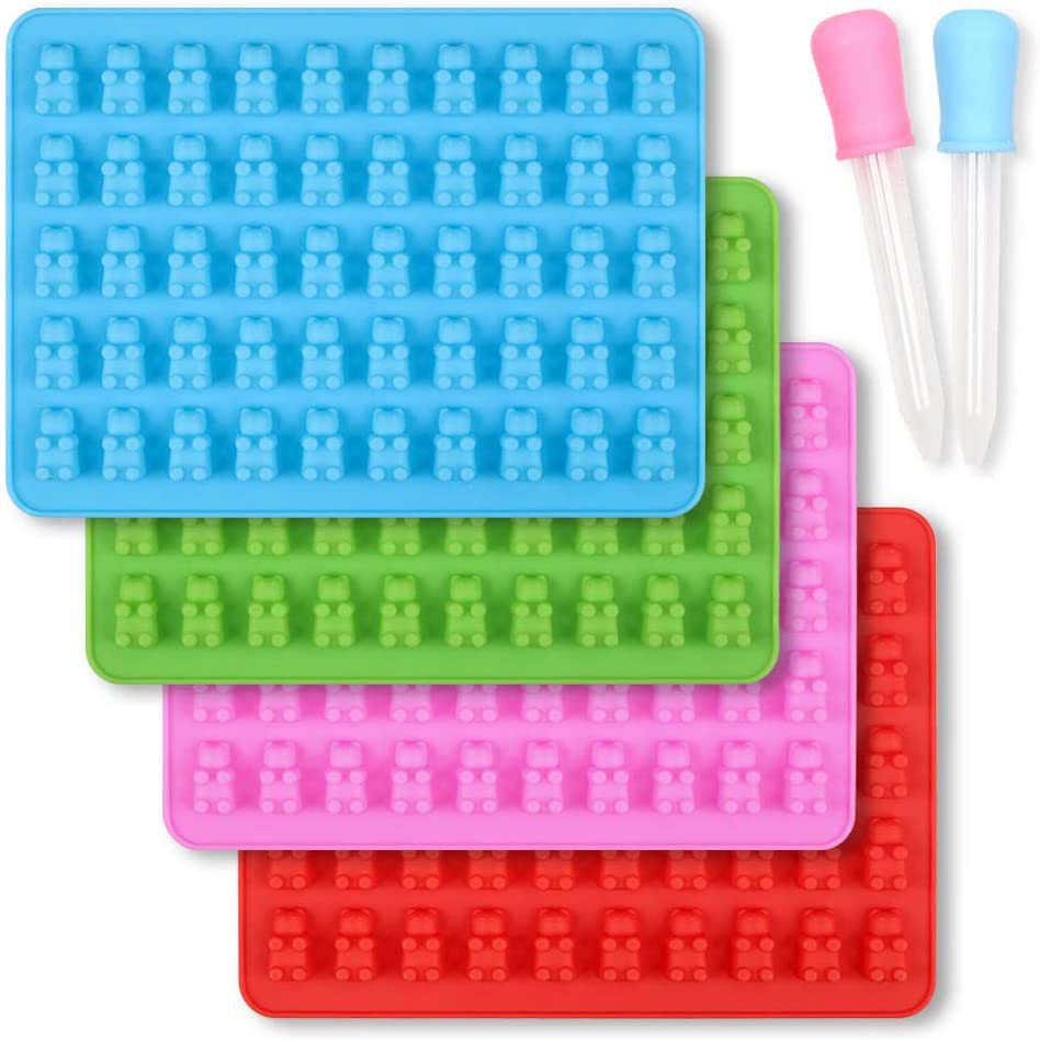 Silicone Gummy Bear & Dinosaur Candy Mold Set - Food-Grade Chocolate Making Kit with Liquid Droppers, Spatula & Gift Bags for Homemade Fruit Gummies, Jellies & Treats