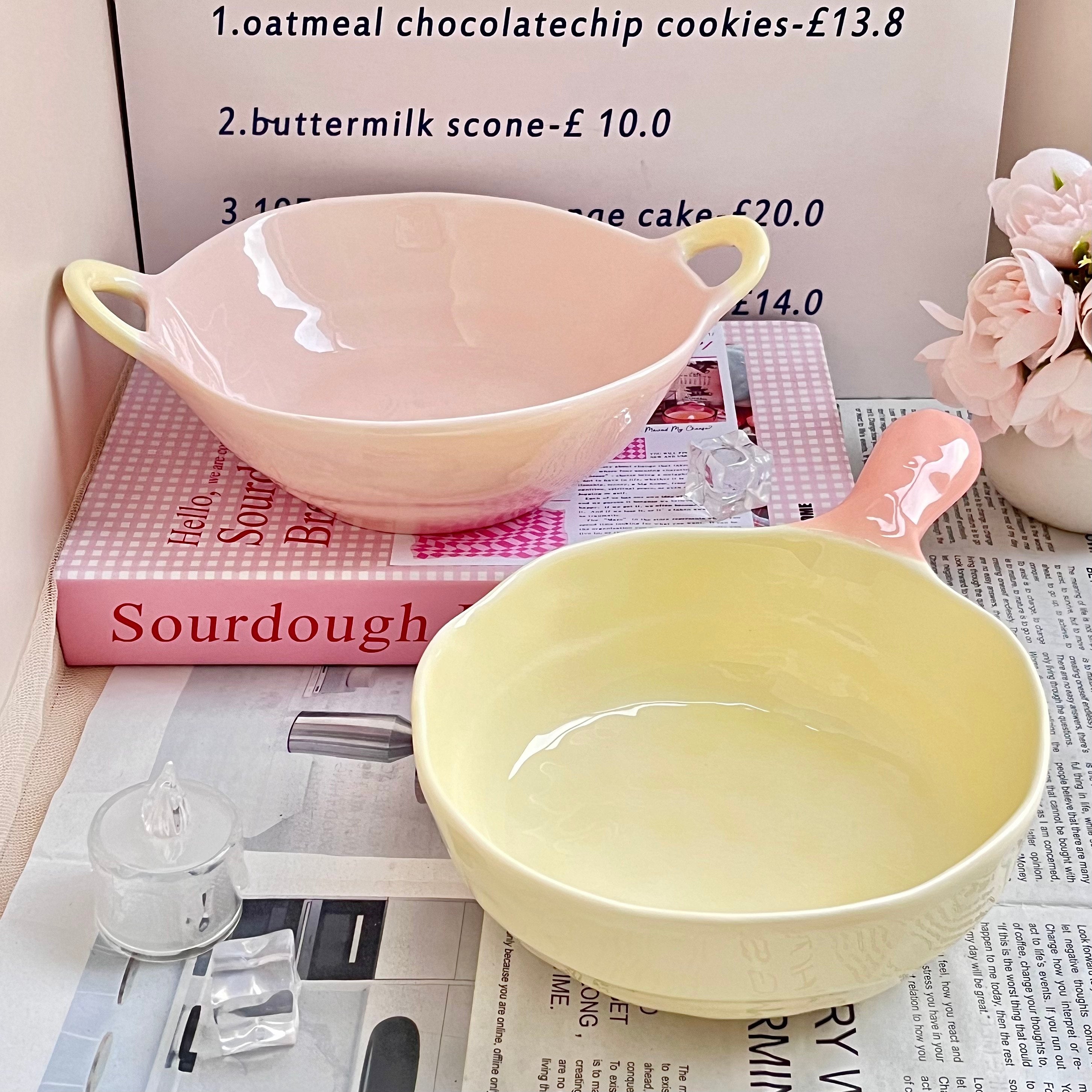 Ceramic Rice Bowl with Underglaze Color and Fruit Pattern