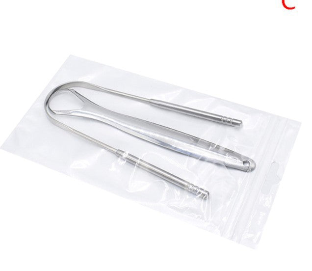 Medical-Grade Stainless Steel Tongue Scraper Set - Professional Metal Oral Hygiene Cleaner for Fresh Breath and Halitosis Treatment (U-Shaped & Loop)