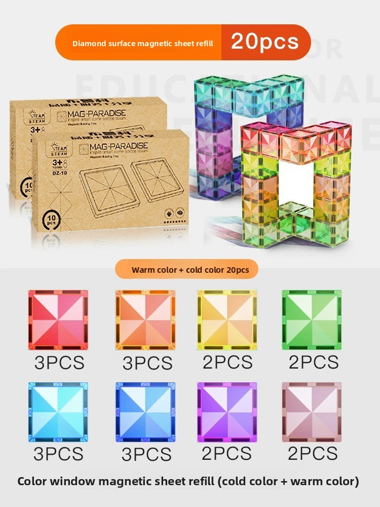 Diamond Surface Magnetic Tiles Stem  Building Block set Translucent Geometric 3D kits