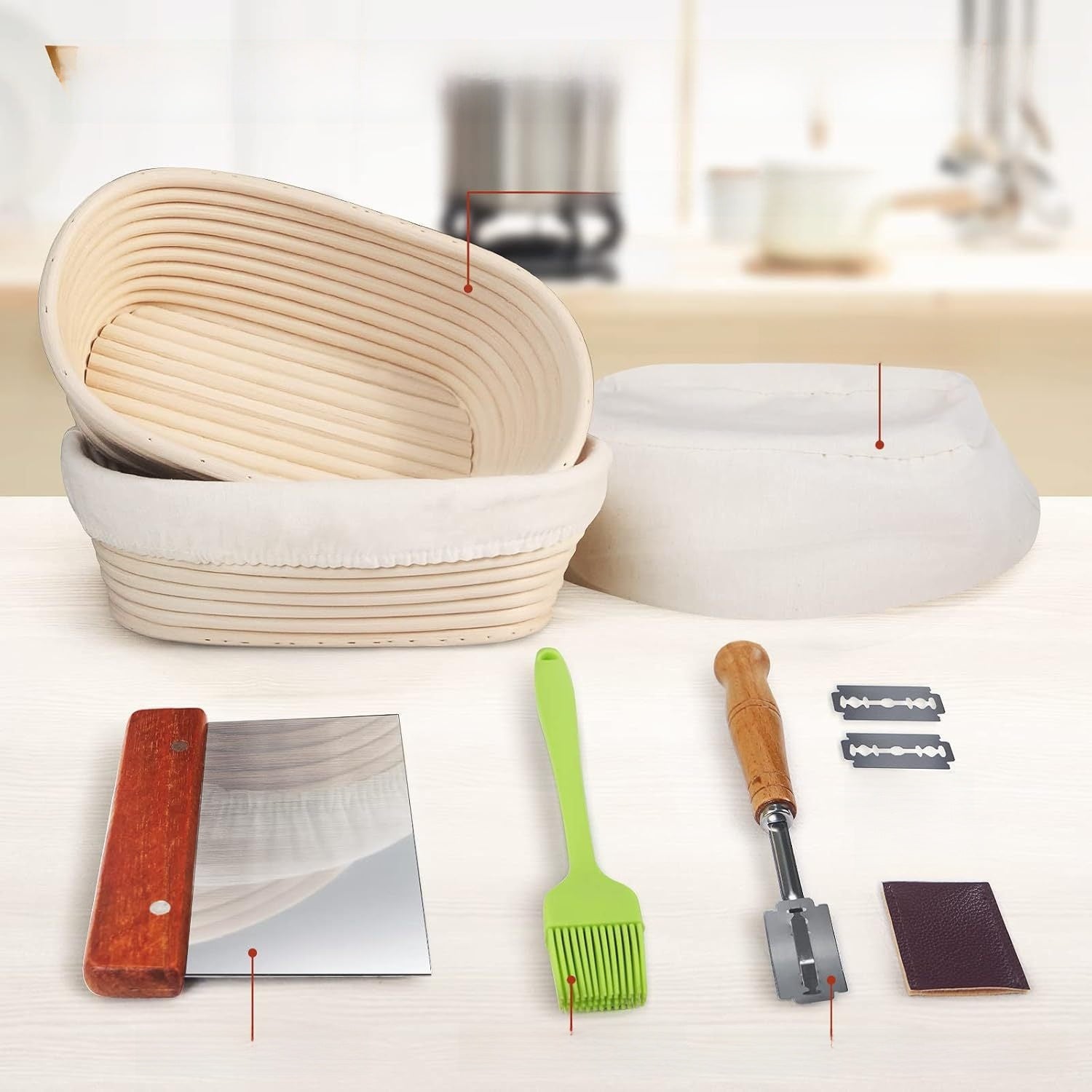 Rattan Bread Fermentation Basket Baking Tools Set