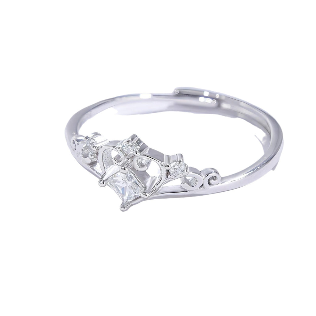 Aura Crown Adjustable Open Ring | Light Luxury Electroplated Tiara Band