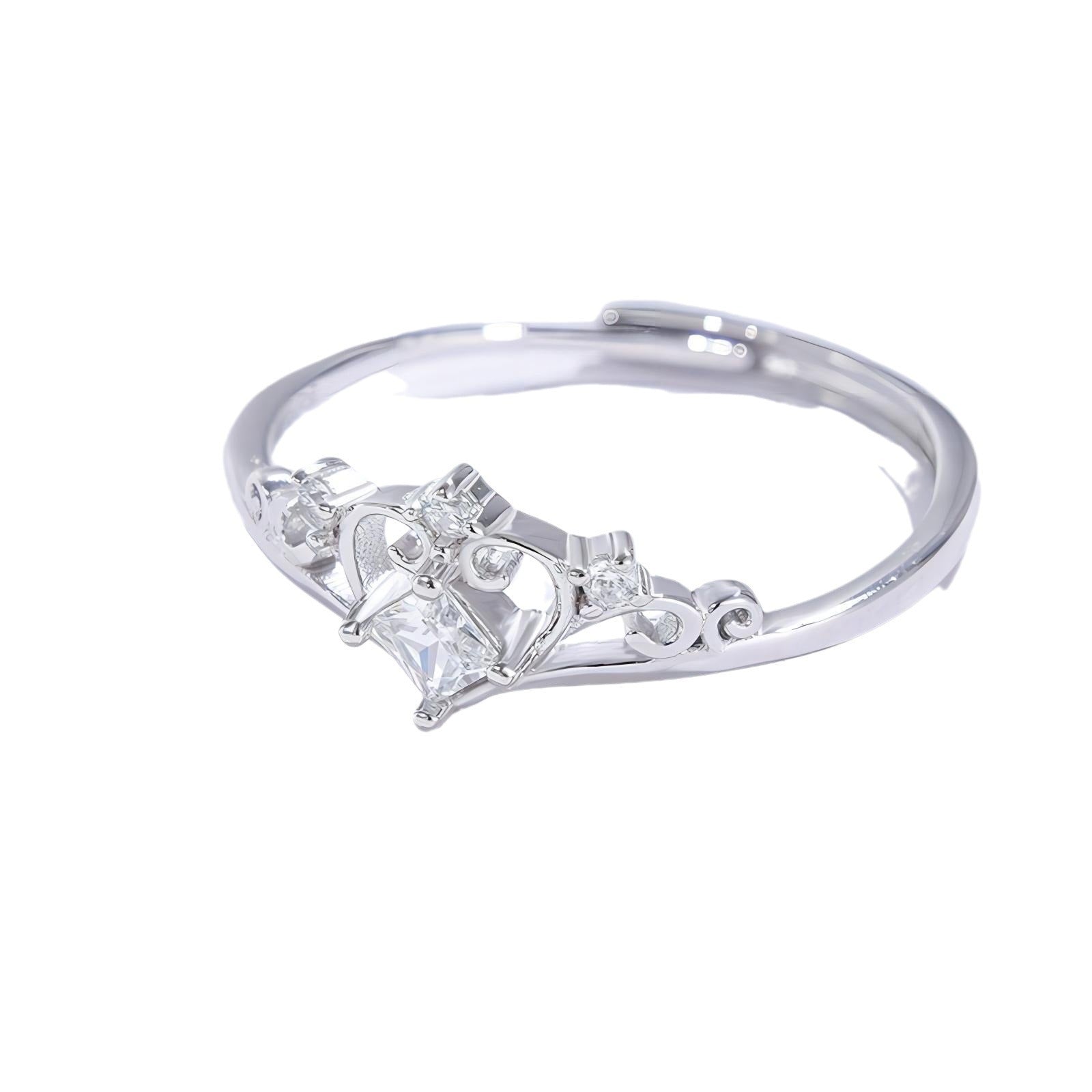 Aura Crown Adjustable Open Ring | Light Luxury Electroplated Tiara Band