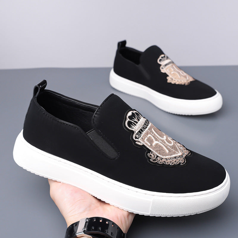 Mens Casual Slip-On Embroidered Loafers