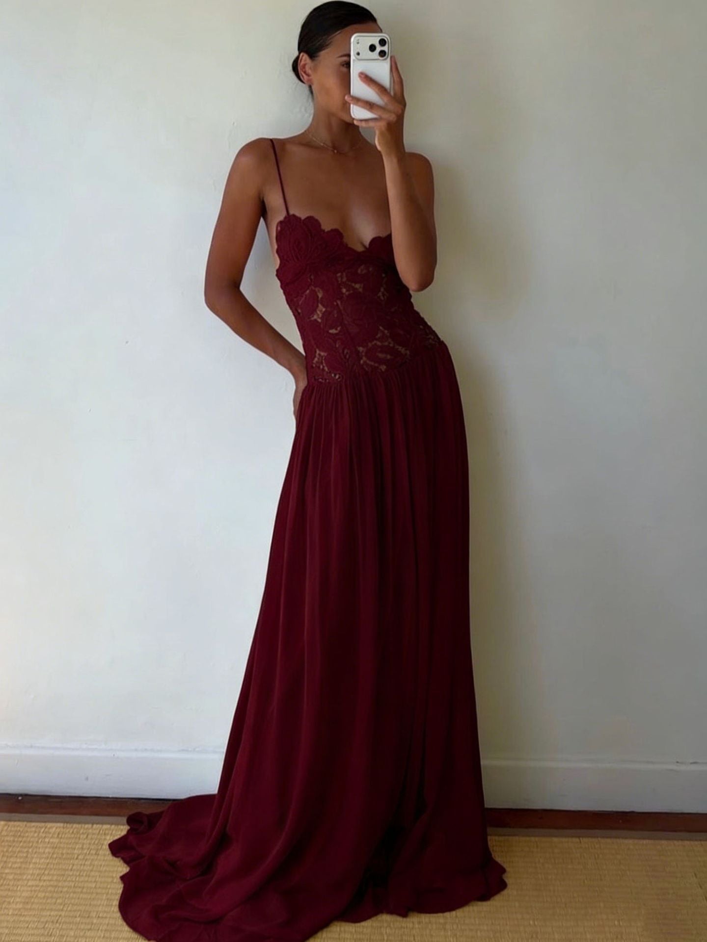 Embroidered Chiffon Maxi Dress