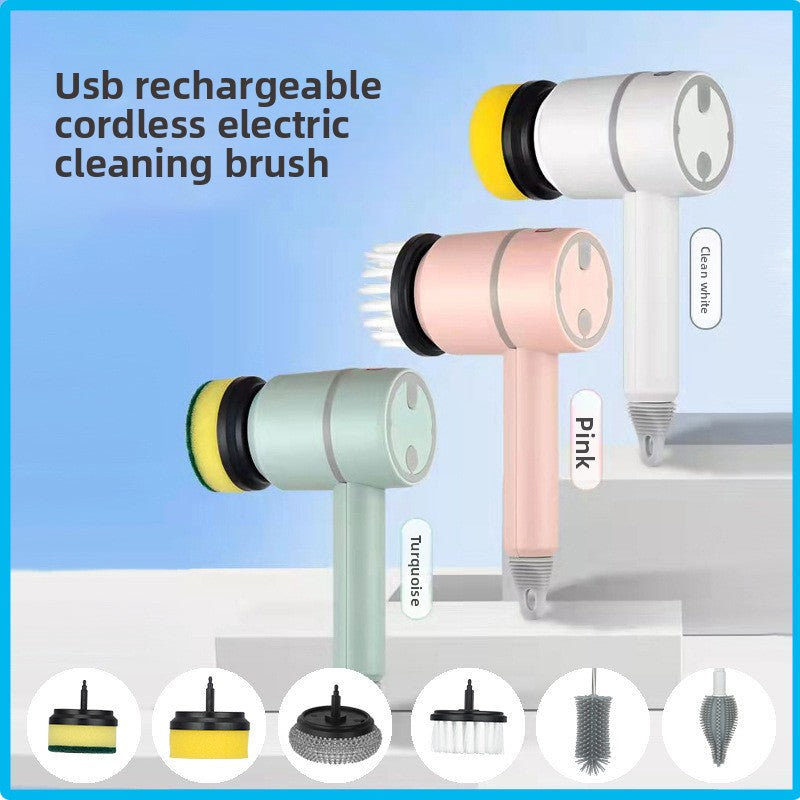 Electric Household Cleaning Brush with Replaceable Heads