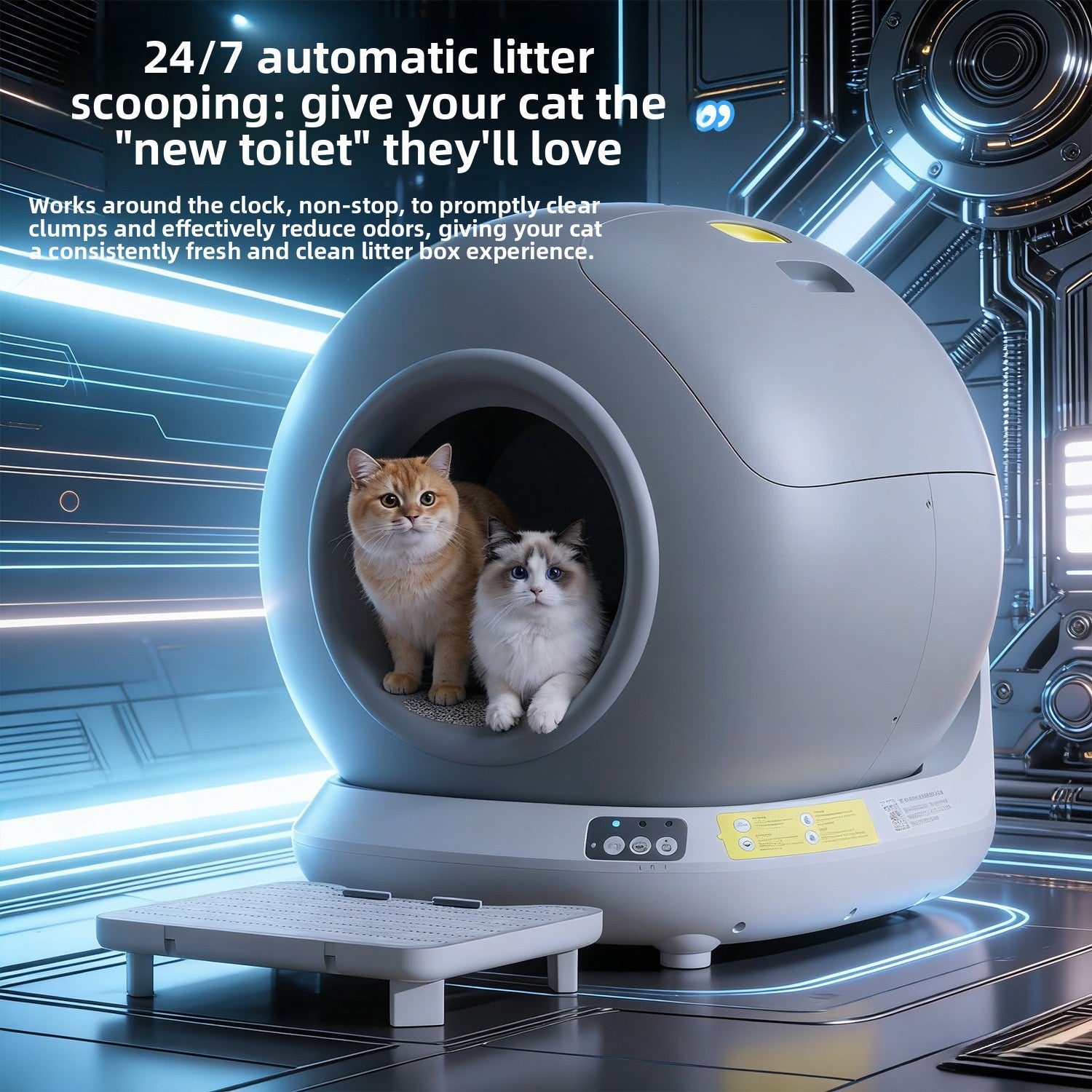 Smart Wi-Fi Automatic Cat Litter Box | App-Controlled Self-Cleaning