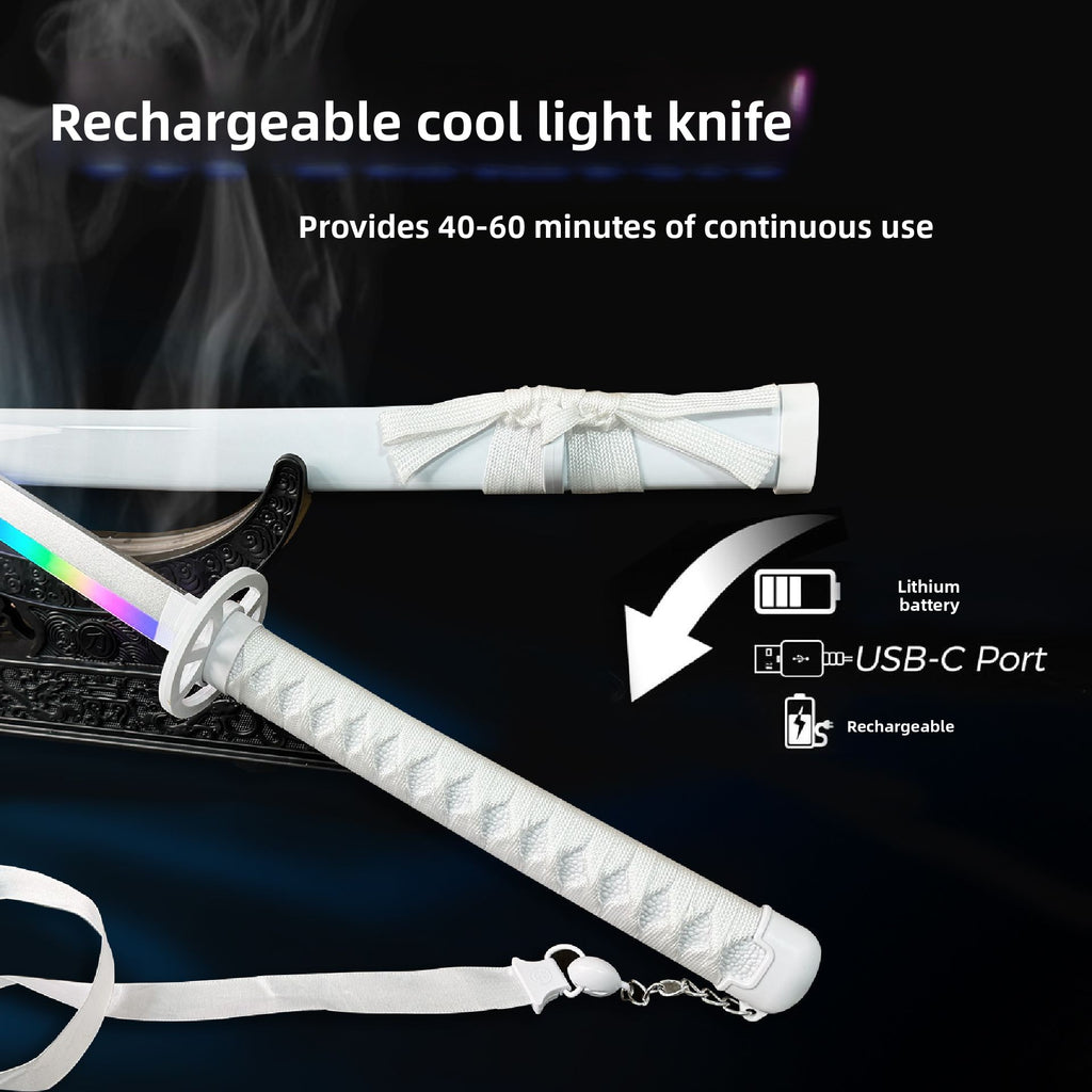 Collector-Grade Luminous Anime Cosplay Sword – Interactive Glowing Blade with Smoke-Style Gradient Sleeve, Dynamic Spinning Mechanism & Accessory Bundle