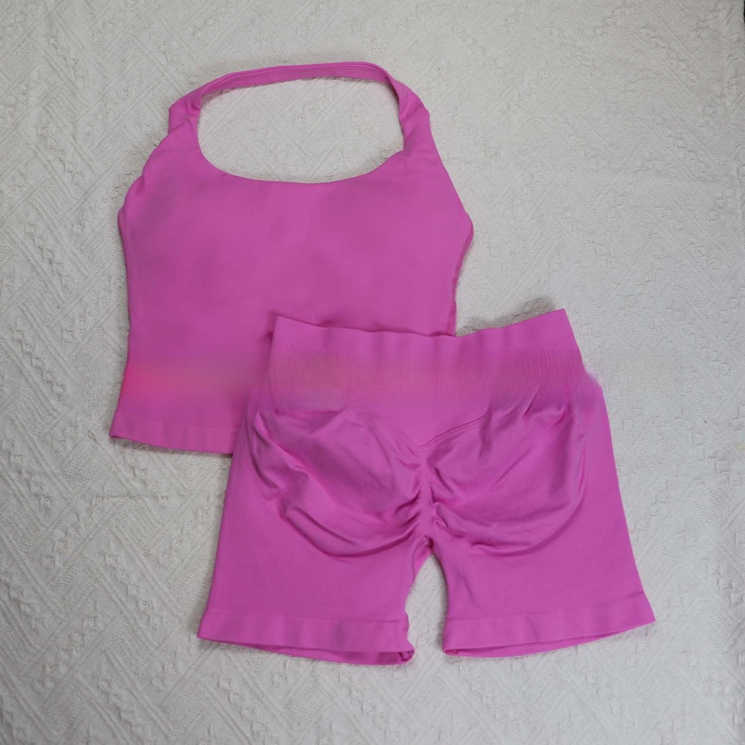 Seamless Yoga Halter Vest and Shorts Set