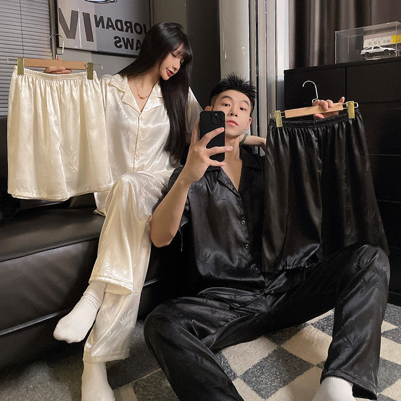 Silk Loungewear Set Long Sleeve Pajamas