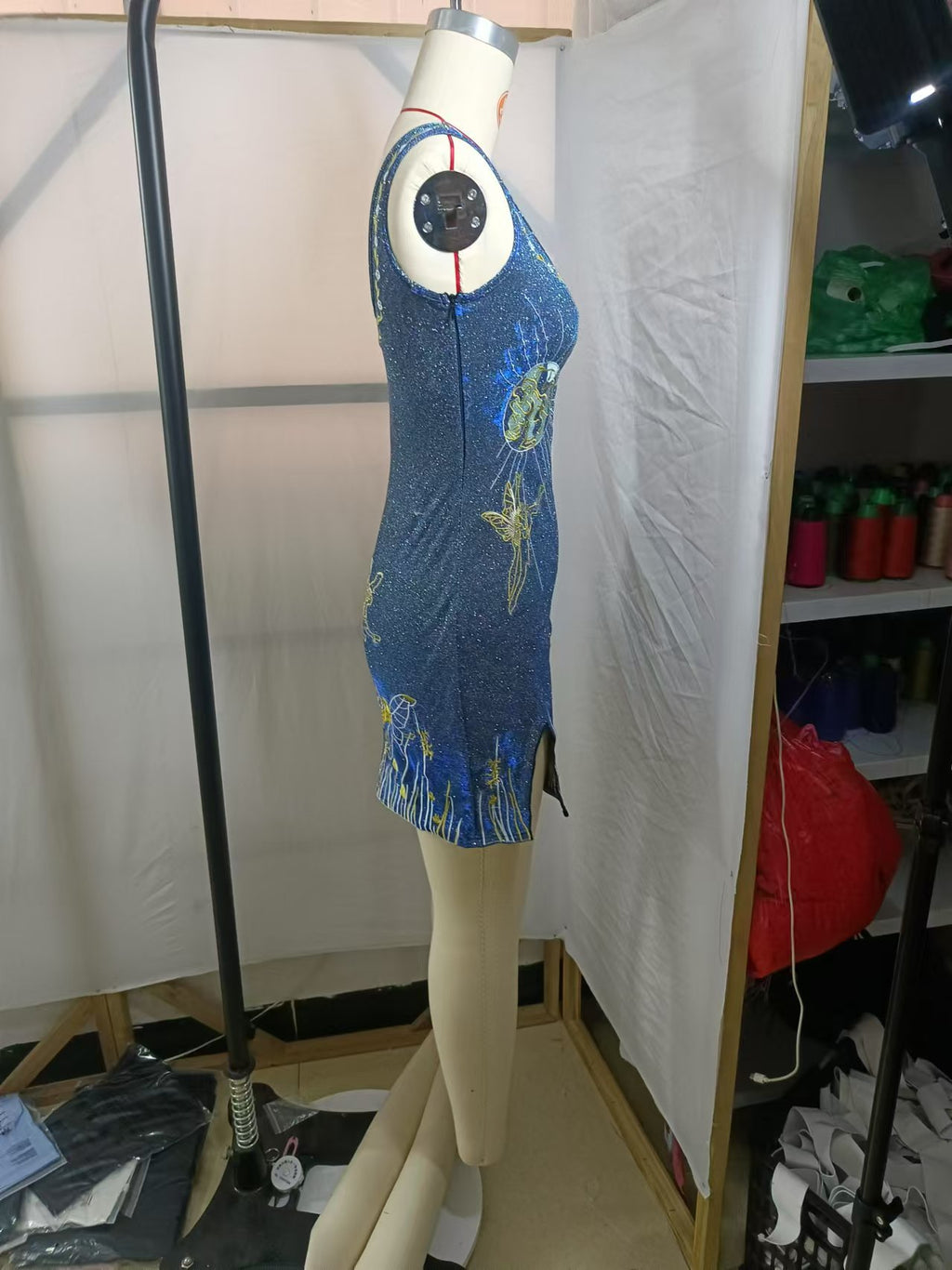 Celestial Aura 3D Embroidered Dress | High-Neck Sling Streetwear Mini