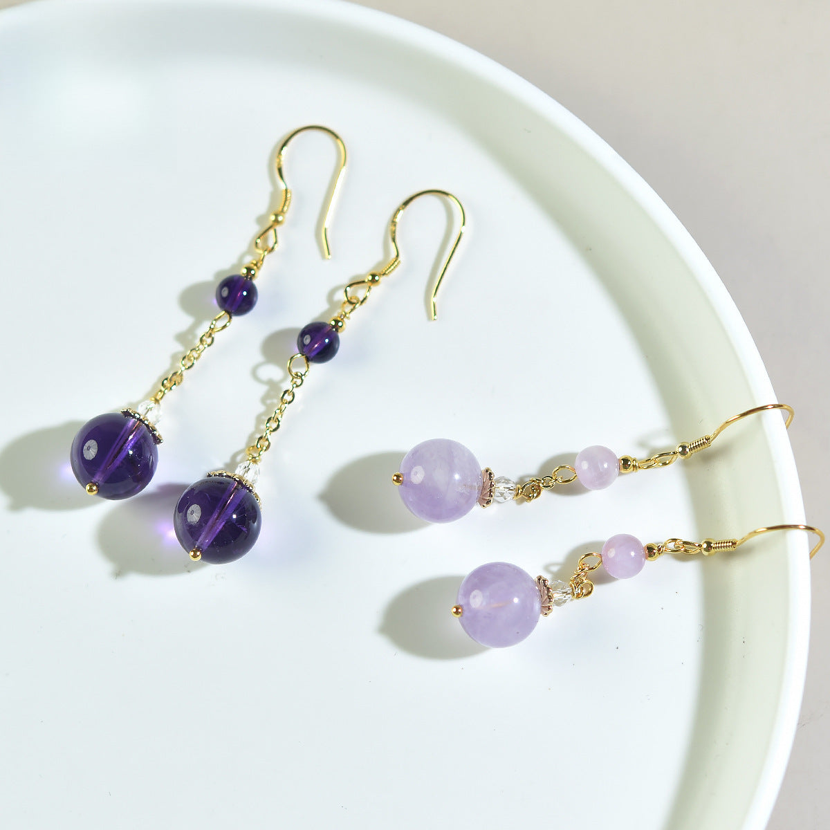 Aura Drop Natural Amethyst Crystal Earrings | 925 Sterling Silver Drop Jewelry