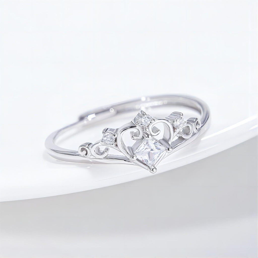 Aura Crown Adjustable Open Ring | Light Luxury Electroplated Tiara Band