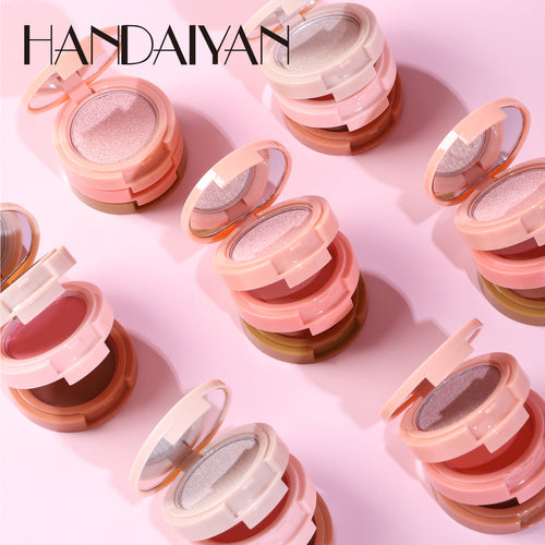 3-in-1 Radiant Contouring Palette – Waterproof Blush, Eyeshadow & Highlighter Compact