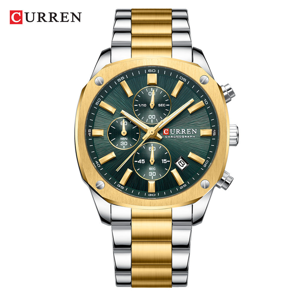 Curren Square Multi-Function Calendar Watch