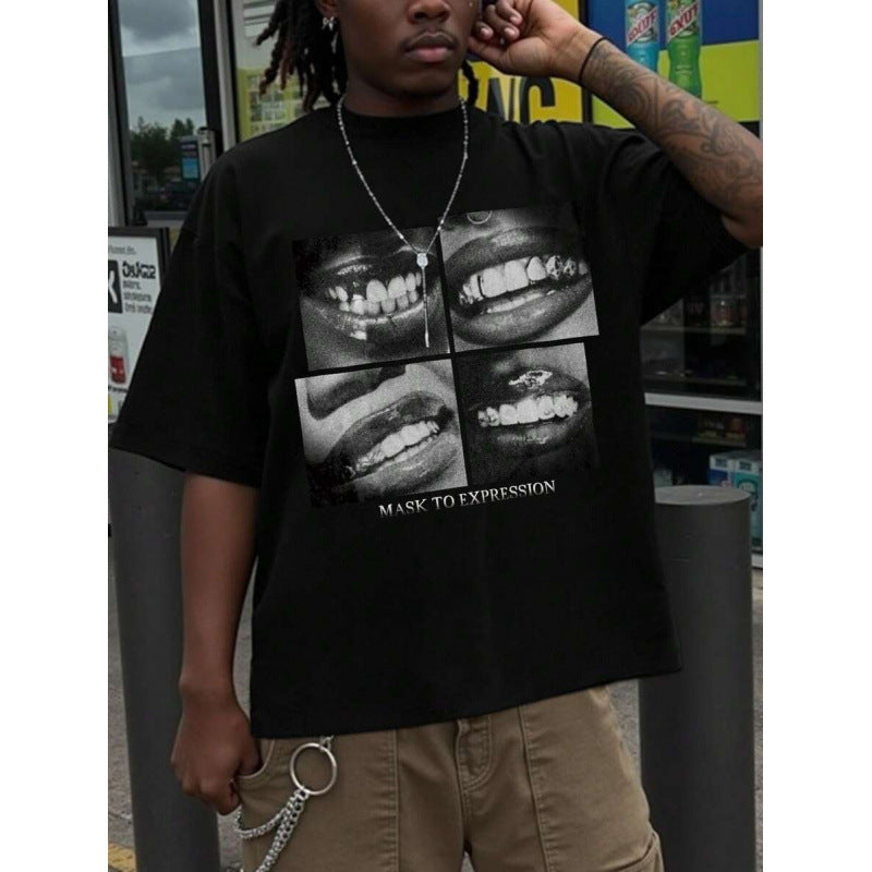 Mens Printed Cotton Crew Neck T-Shirt