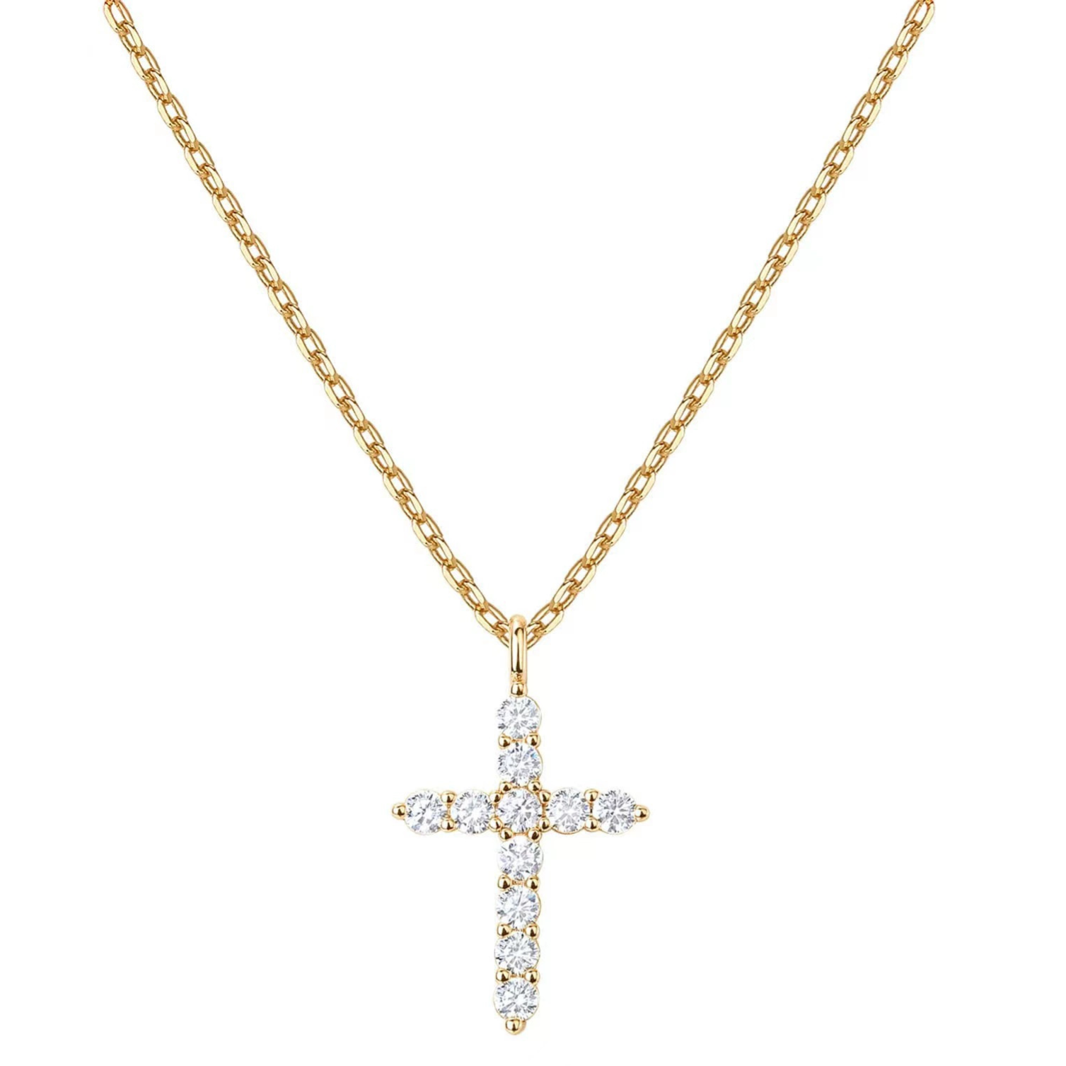 Aethelgard Rotating Cross & Crown Pavé Pendant Necklace | 18k Gold & Sterling Finish Luxury Jewelry