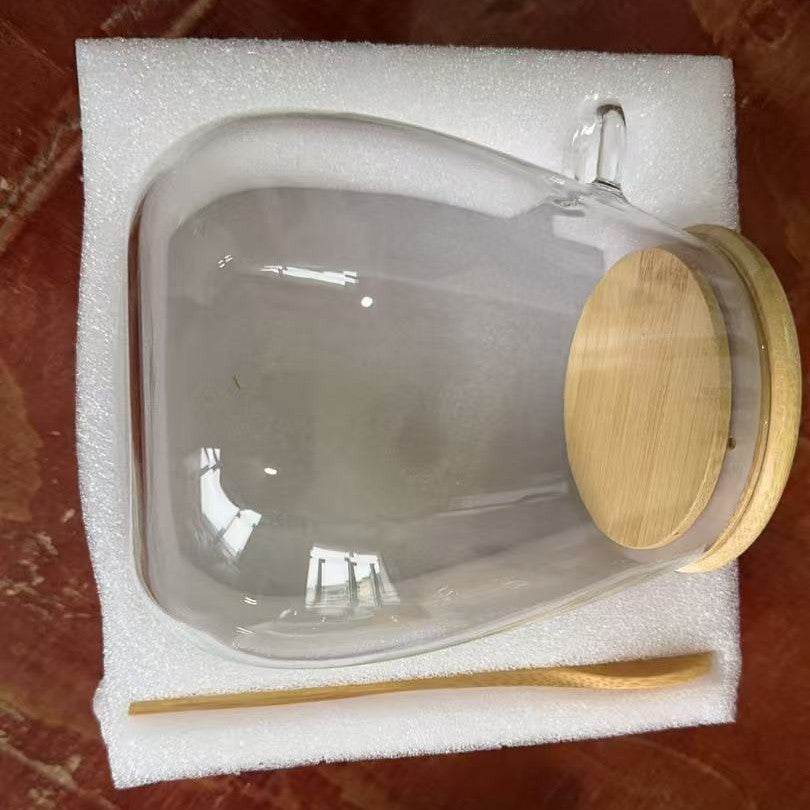Glass Sealed Storage Jar with Spoon for Grains and Tea