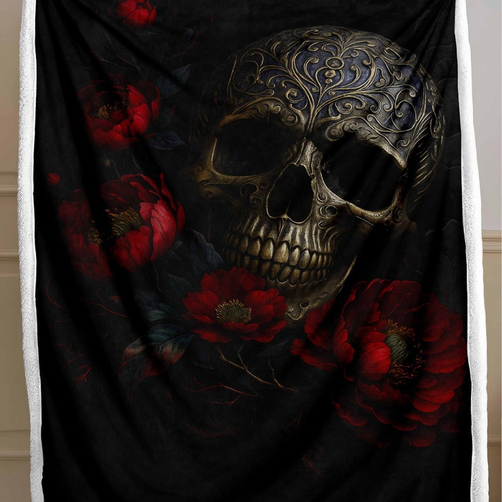 Skull Pattern Wool Blend Bedspread