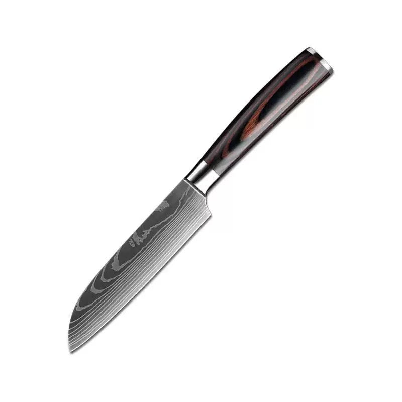 Japanese-Style Damascus Kitchen Knife Set | Professional Wood Handle Chef Knife Collection