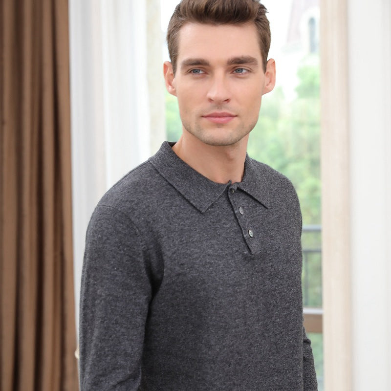 Mens Cashmere Blend Polo Sweater