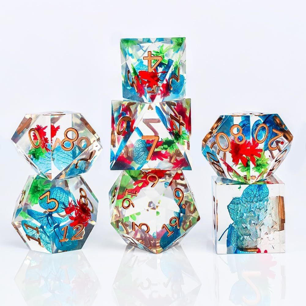 Epoxy Resin Polyhedral Dice Set for Tabletop RPG Games