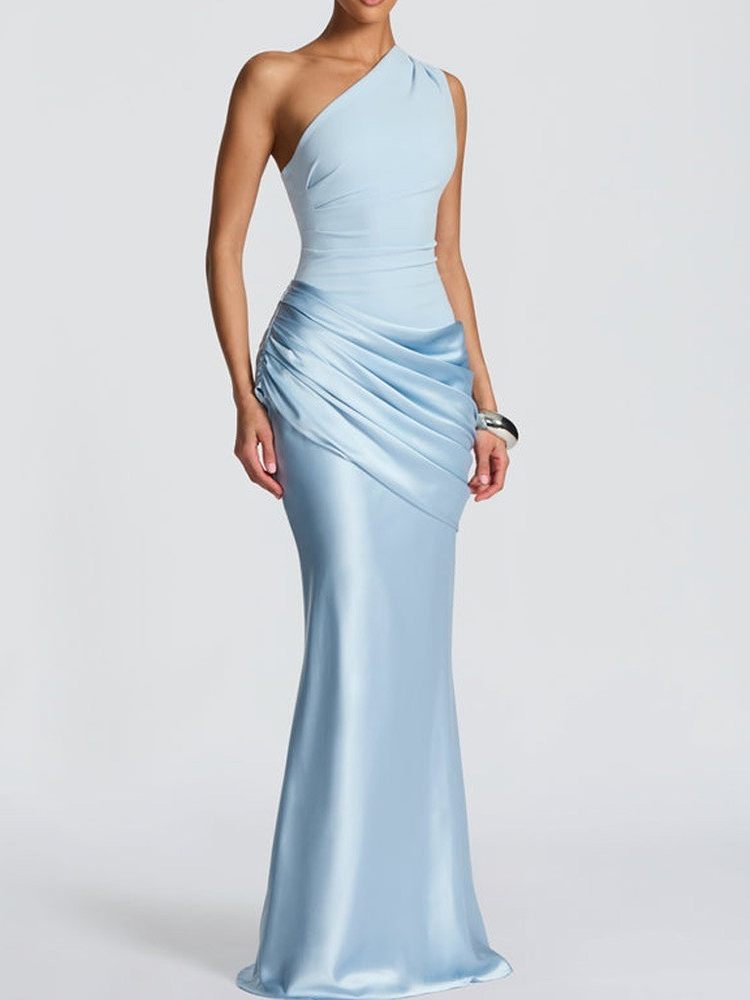Wrinkled Satin Bodycon Long Skirt
