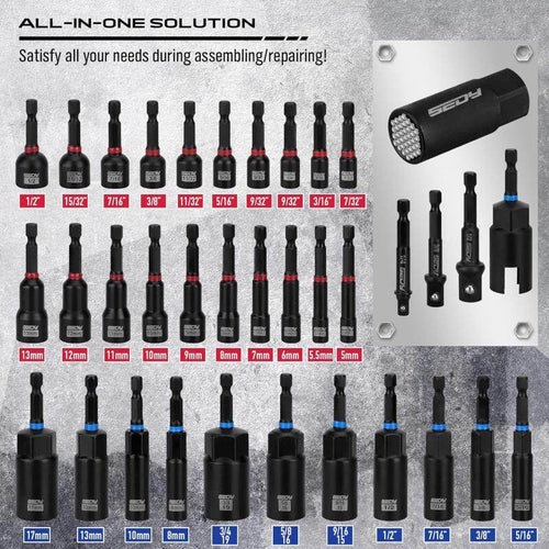 80-Piece Impact Nut Driver and Master Drill Bit Set - Hardened Steel Hex Shank Fastening Kit with Heavy-Duty Organized Storage Case