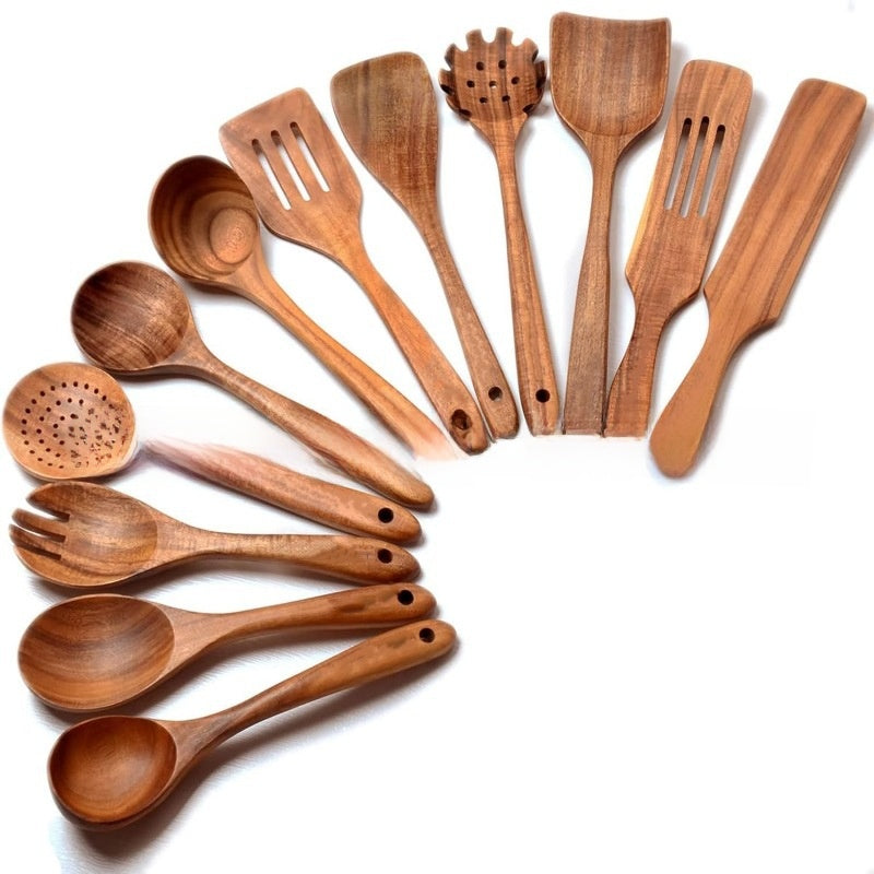 Acacia Wood 9-Piece Kitchen Utensil Set