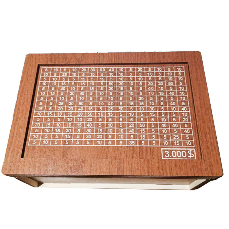 Wooden Money Box with Savings Counter