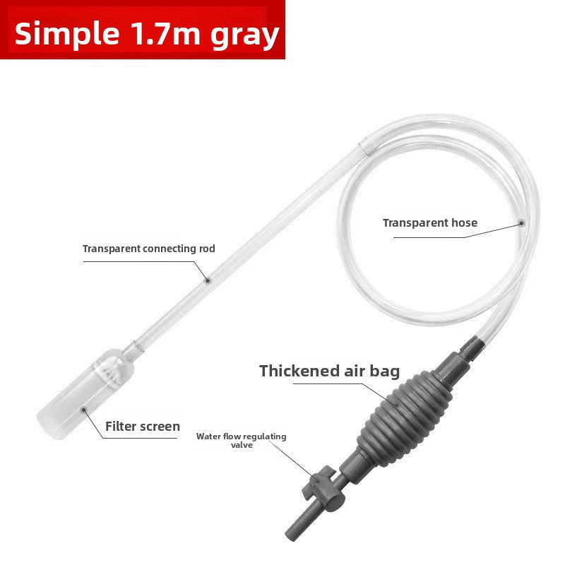 Multi-Function Aquarium Siphon Water Changer & Gravel Cleaner - Manual Fish Tank Sand Washer Vacuum Kit with Duckbill Attachment (1.5m - 3m)