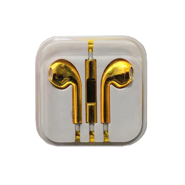 Metallic Electroplated Wired Earphones-3.5mm In-Ear Headphones with Microphone