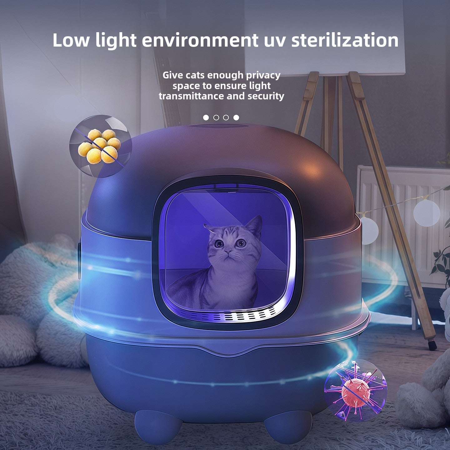Enclosed Smart cat Litter Box- UV Sterilization & Odor Control
