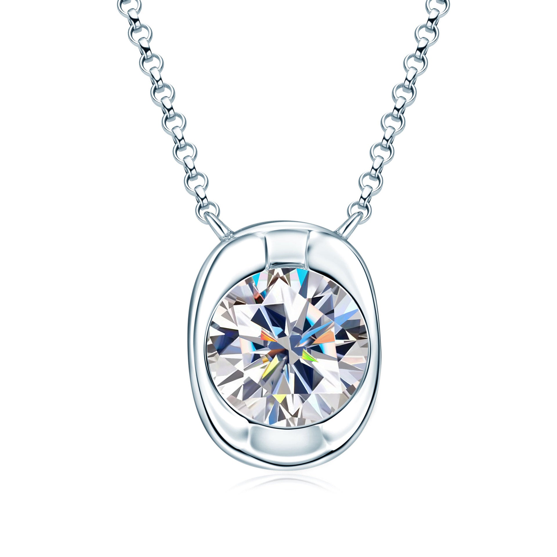 2 CT Moissanite Diamon Pendent Necklace -S925 Sterling Silver Ingot Luxury Jewelry Gift