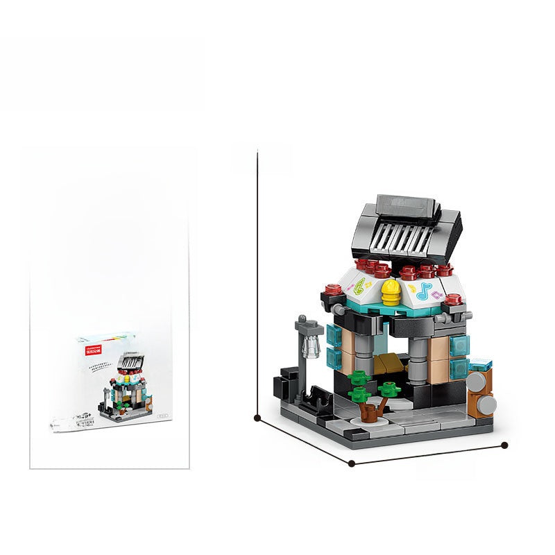 Mini Street View Building Blocks Set-Micro Architecture City Creator Bricks Toy, DIY Educational Village Model Kits for Kinds & Adults (Cafes, Shops & Castles)