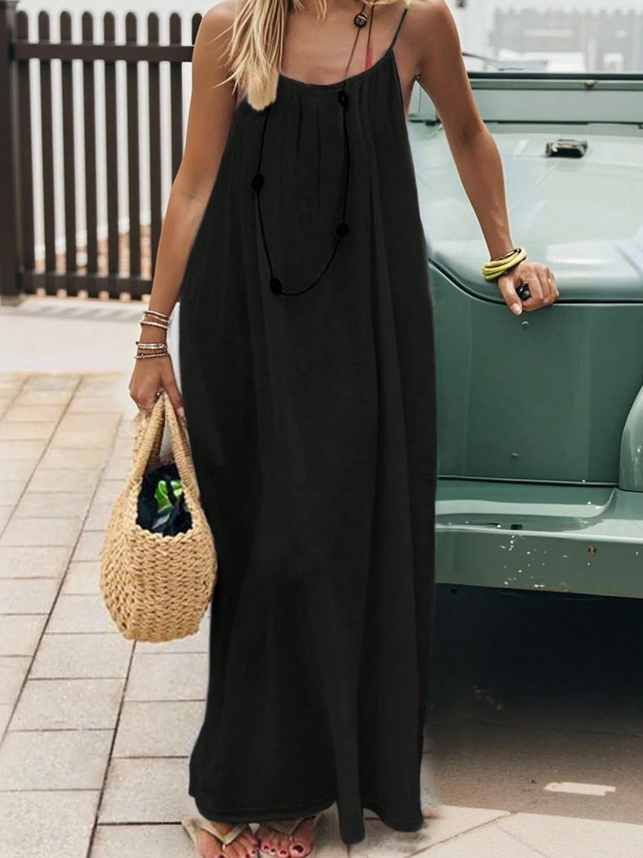 Women's loose-fitting camisole loungewear dress