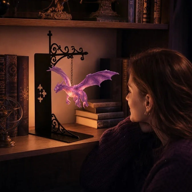 Executive Artisan Mythic Dragon Bookshelf Lamp | Luxury Sculptural Accent & Ambient Literary Lighting