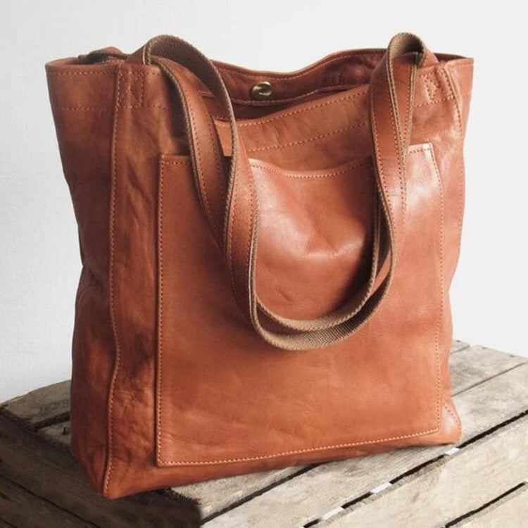 Womens Retro Leather Tote Bag