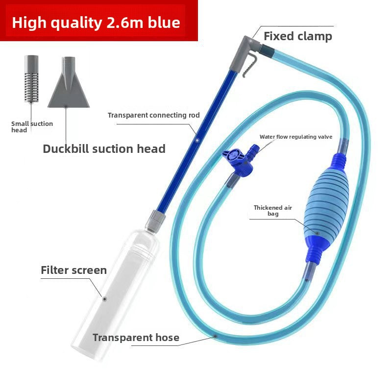 Multi-Function Aquarium Siphon Water Changer & Gravel Cleaner - Manual Fish Tank Sand Washer Vacuum Kit with Duckbill Attachment (1.5m - 3m)