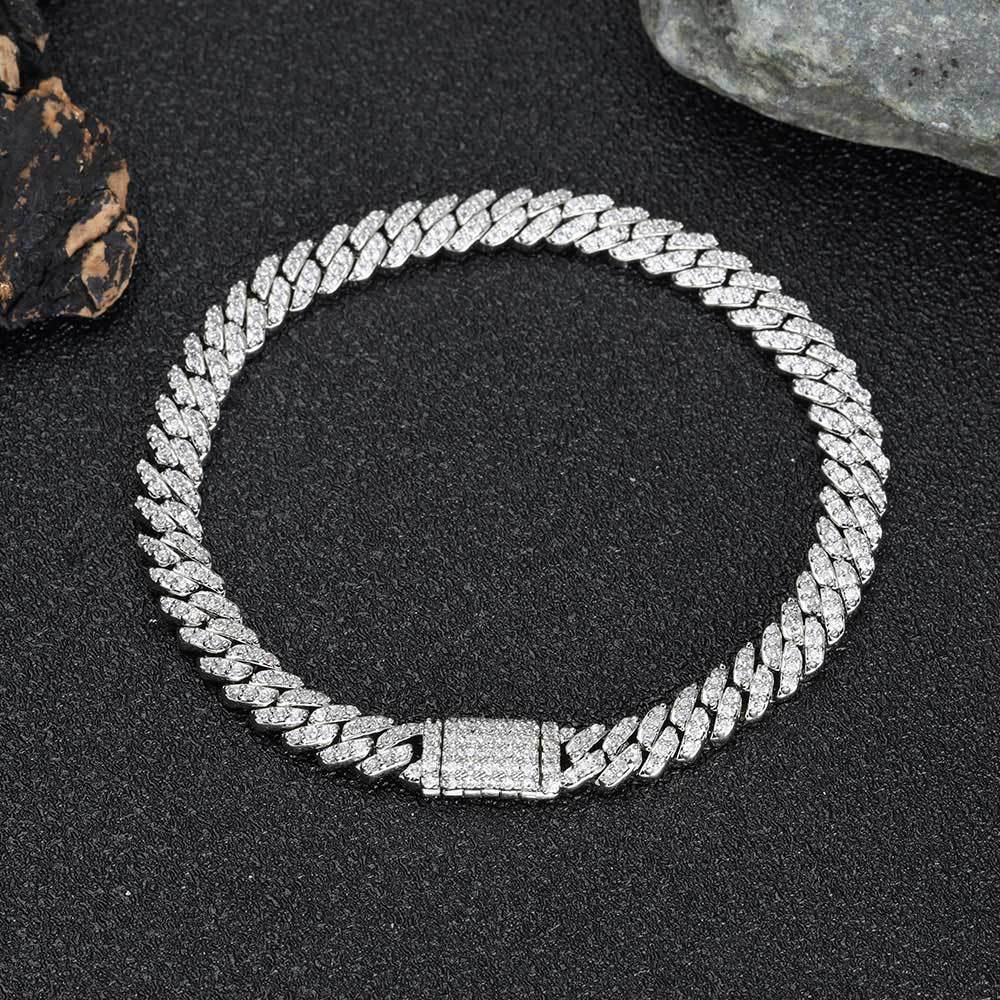 "Geometric Zircon Inlay Urban-Link Bracelet"