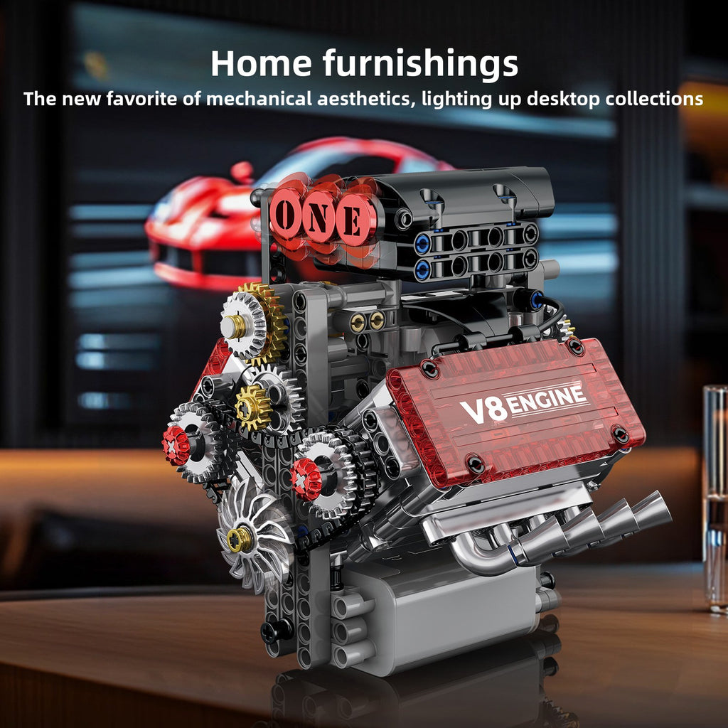 Motorize V8 Engine Mechanical Building Blocks set (800+Pcs)