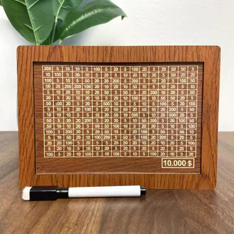 Wooden Money Box with Savings Counter