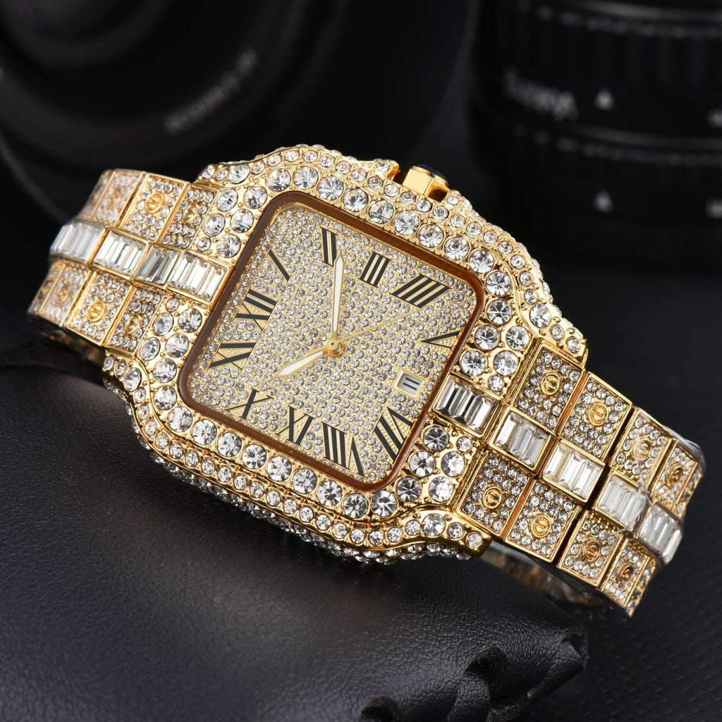 Men's Square Diamond Quartz Watch