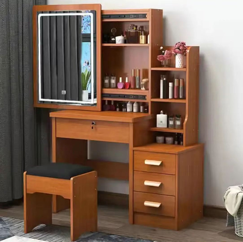 Modern Dressing Table with Mirror and Stool